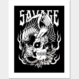 Eagle Skull Snake Vintage Tattoo Posters and Art